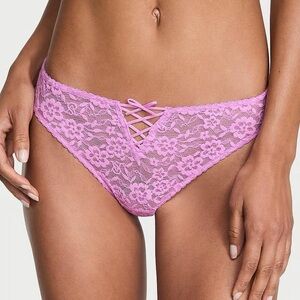 Victoria's Secret NWT The Lacie lace-up bow thong panty